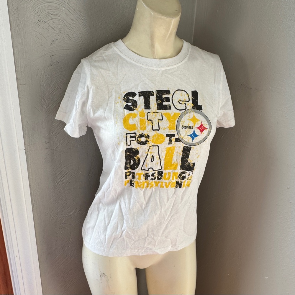 Pittsburgh Steelers NFL Reebok short sleeve ,girls, white tshirt size 14 NWT - Picture 3 of 8